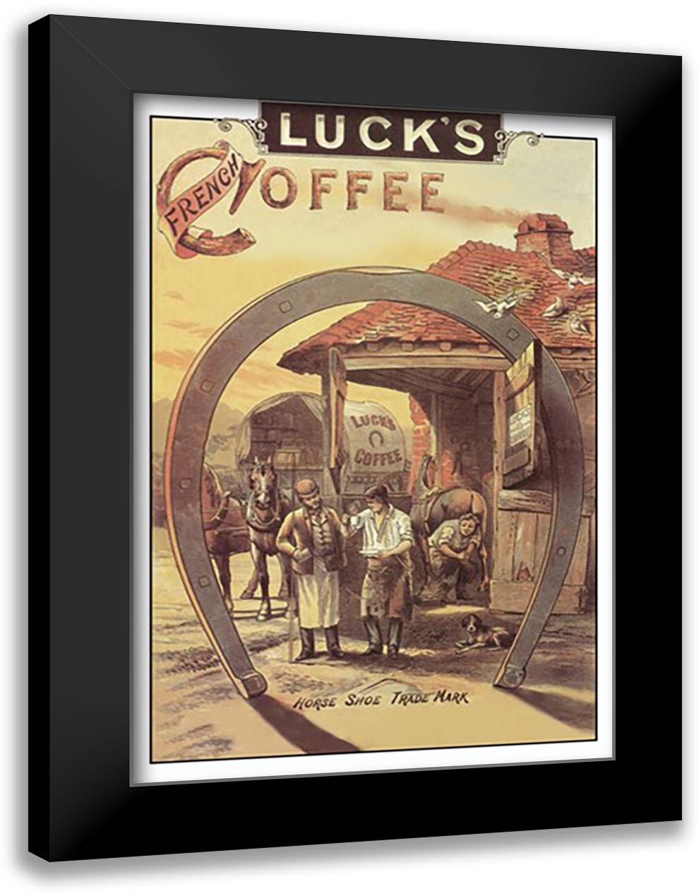 Luck's French Coffee 16x22 Black Modern Wood Framed Art Print Poster