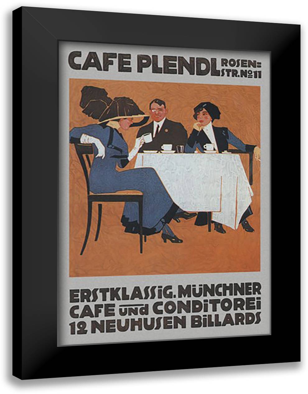 Caf Plendl 16x22 Black Modern Wood Framed Art Print Poster