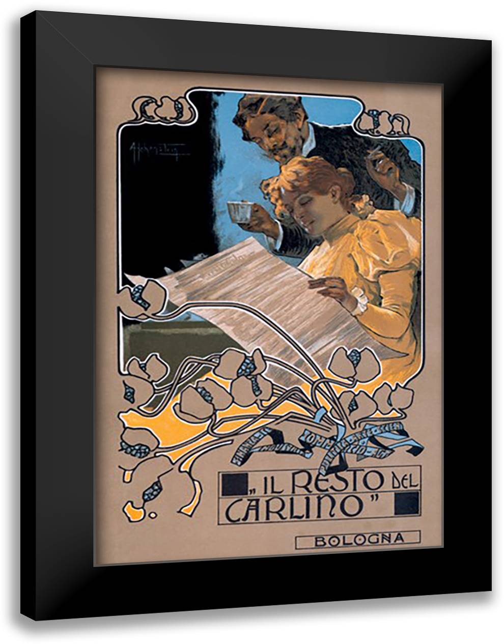 Resto de Carlino 16x22 Black Modern Wood Framed Art Print Poster by Hohenstein, Adolpho