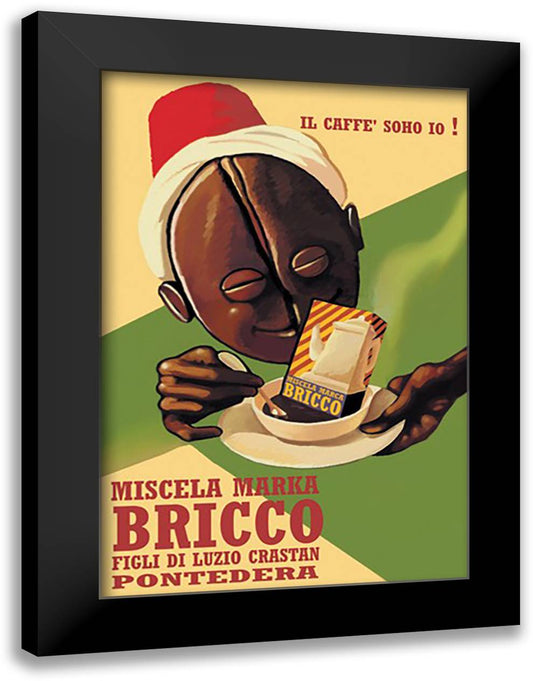 Bricco Caffe 16x22 Black Modern Wood Framed Art Print Poster