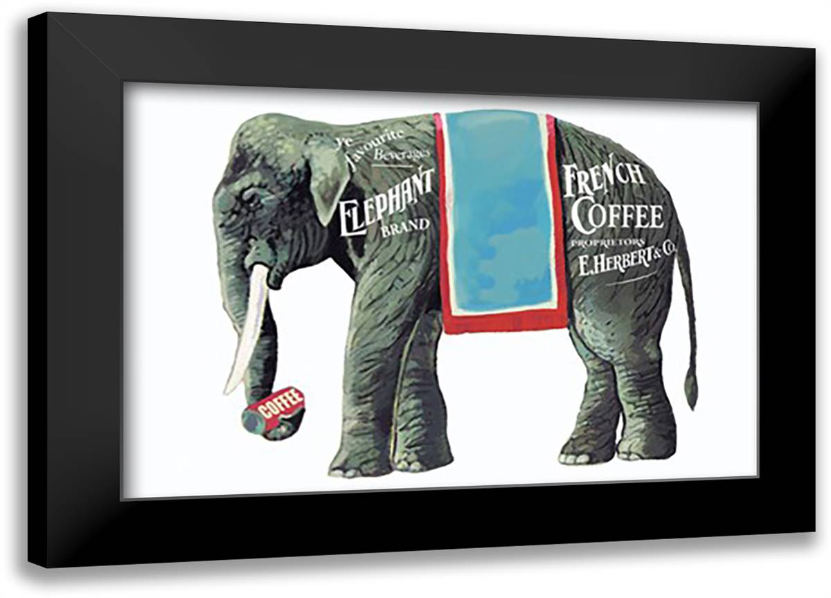 Elephant Brand French Coffee 22x16 Black Modern Wood Framed Art Print Poster