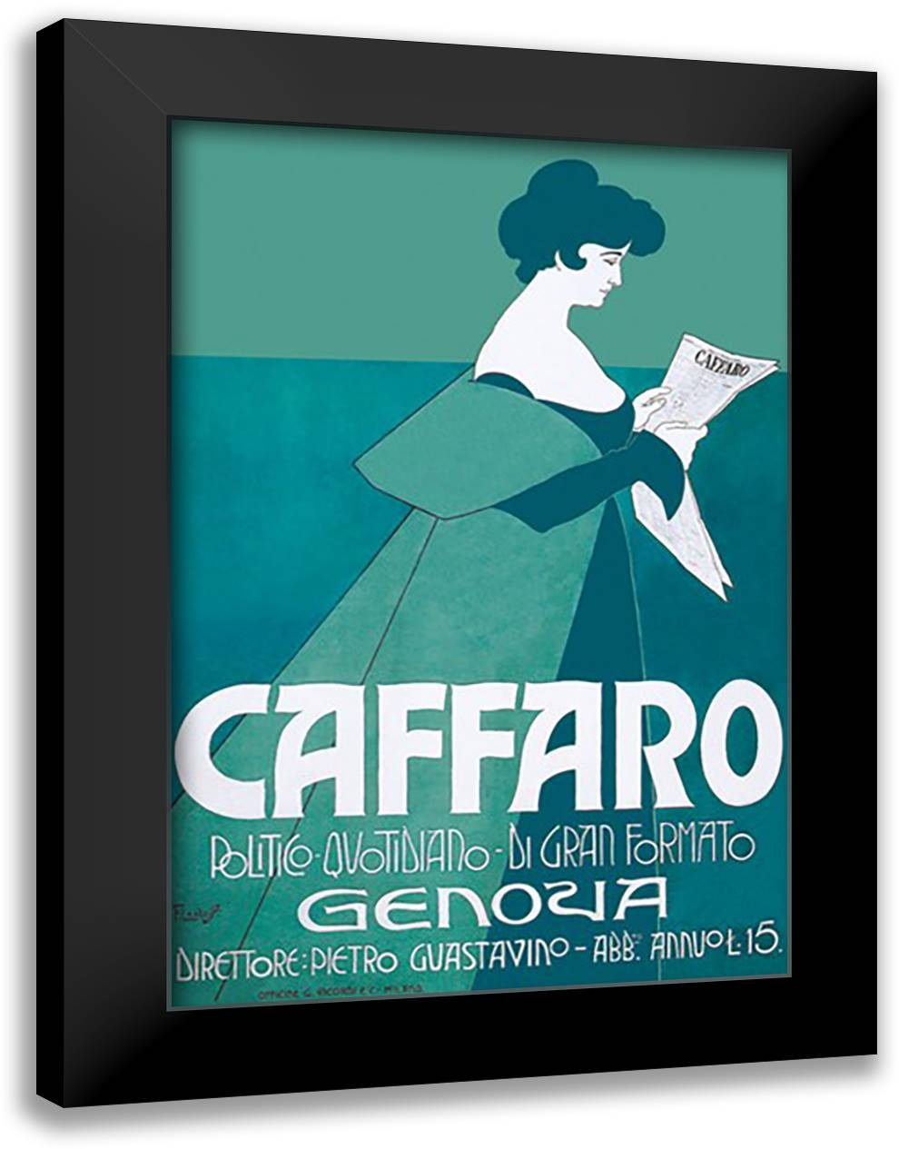 Caffaro 16x22 Black Modern Wood Framed Art Print Poster