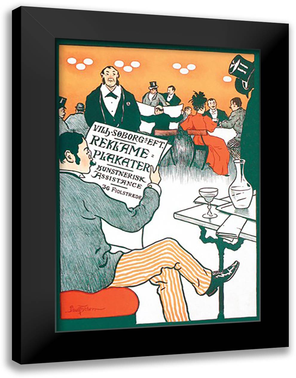 Reklame Plakater 16x22 Black Modern Wood Framed Art Print Poster by Fischer, Paul
