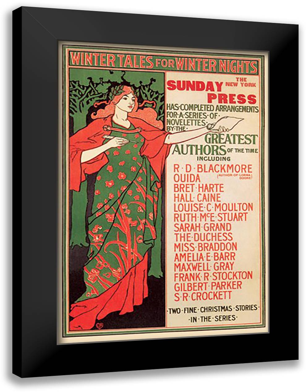 New York Sunday Press 16x22 Black Modern Wood Framed Art Print Poster