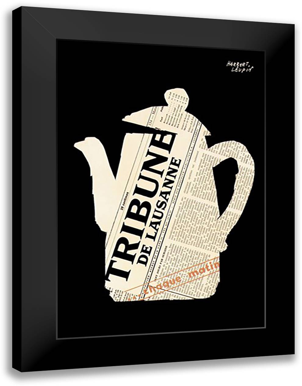 Tribune de Lausane 16x22 Black Modern Wood Framed Art Print Poster by Leupin, Herbert