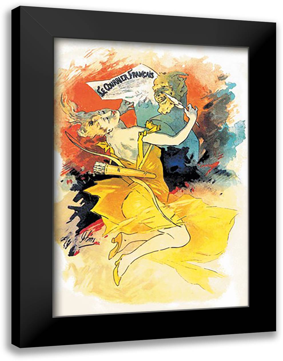 Courrier Francais 16x22 Black Modern Wood Framed Art Print Poster by Cheret, Jules