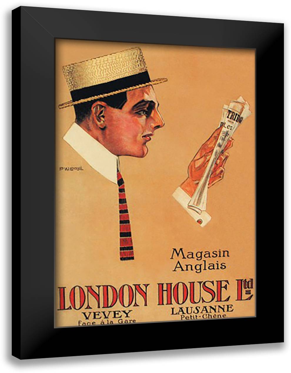 London House 16x22 Black Modern Wood Framed Art Print Poster