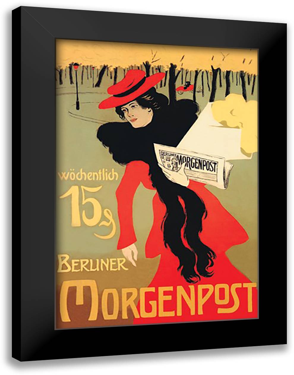 Berliner Morganpost 16x22 Black Modern Wood Framed Art Print Poster by Pyle, Howard