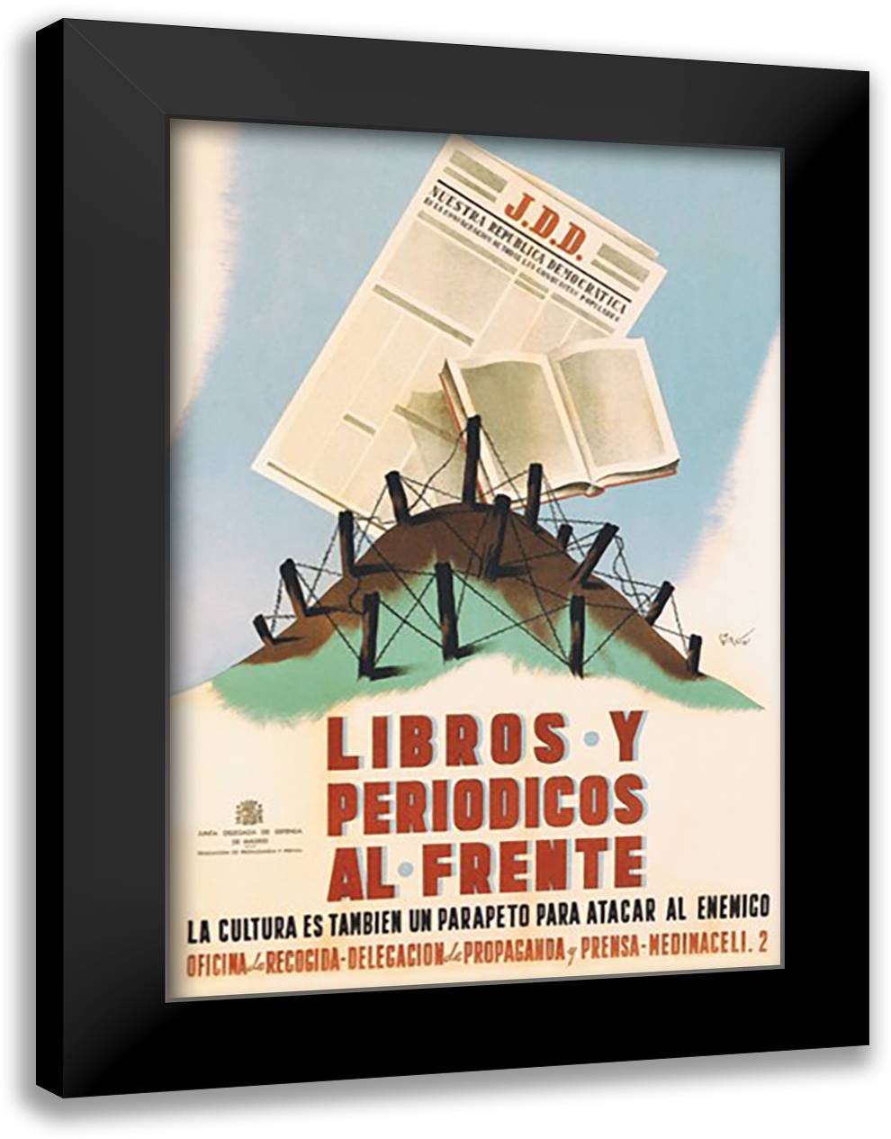 Libros y Periodicos al Frente 16x22 Black Modern Wood Framed Art Print Poster