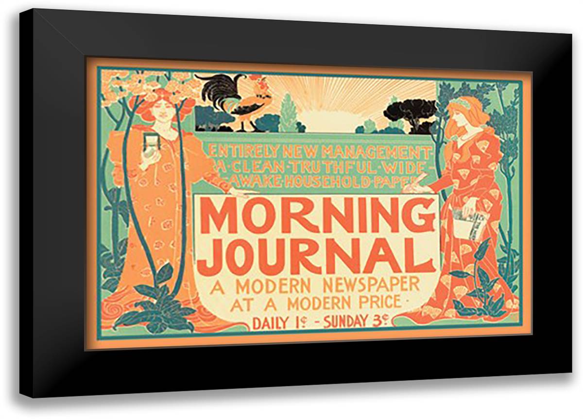 Morning Journal - A Modern Newspaper 22x16 Black Modern Wood Framed Art Print Poster