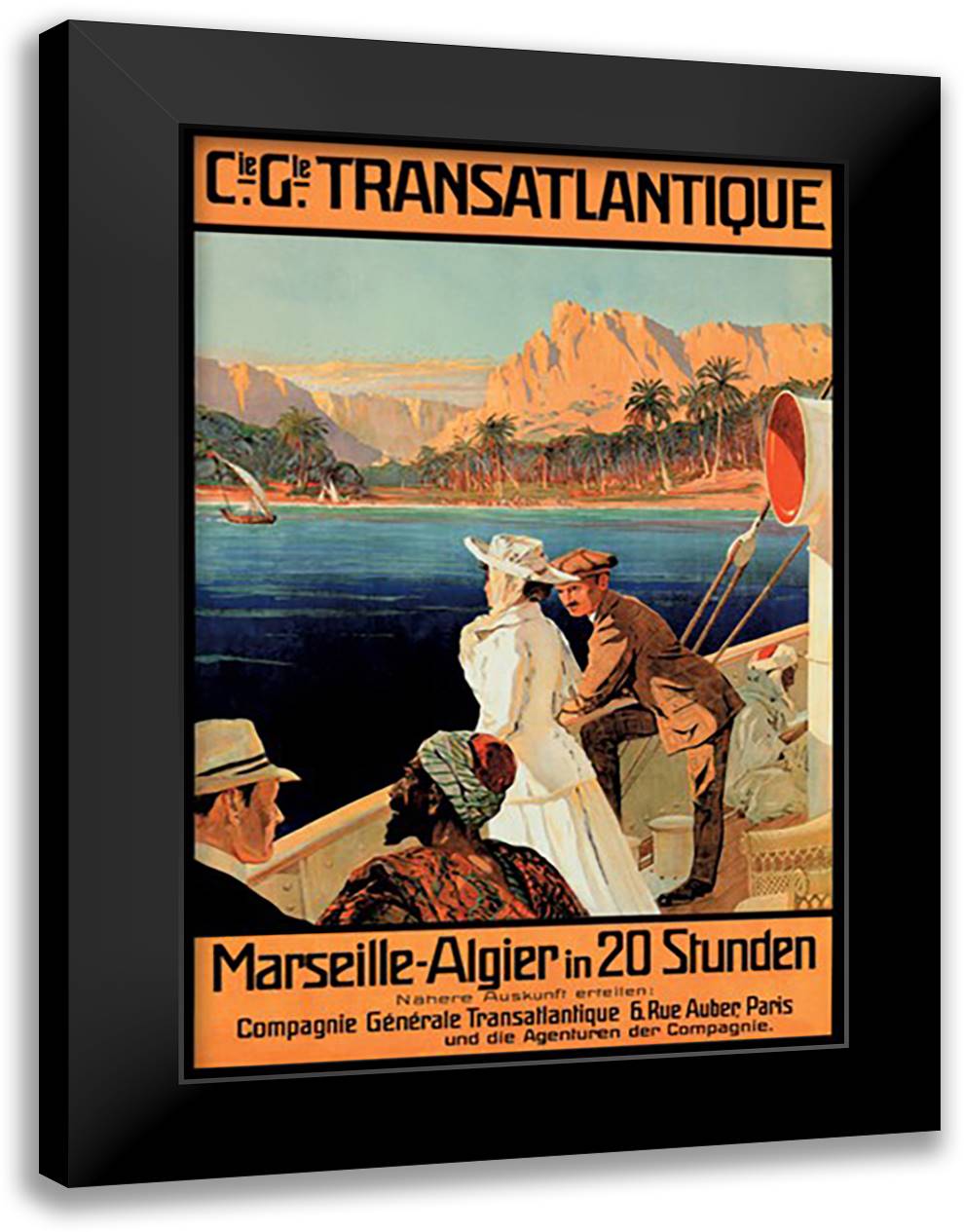 Marseille-Algiers Cruise Line 16x22 Black Modern Wood Framed Art Print Poster