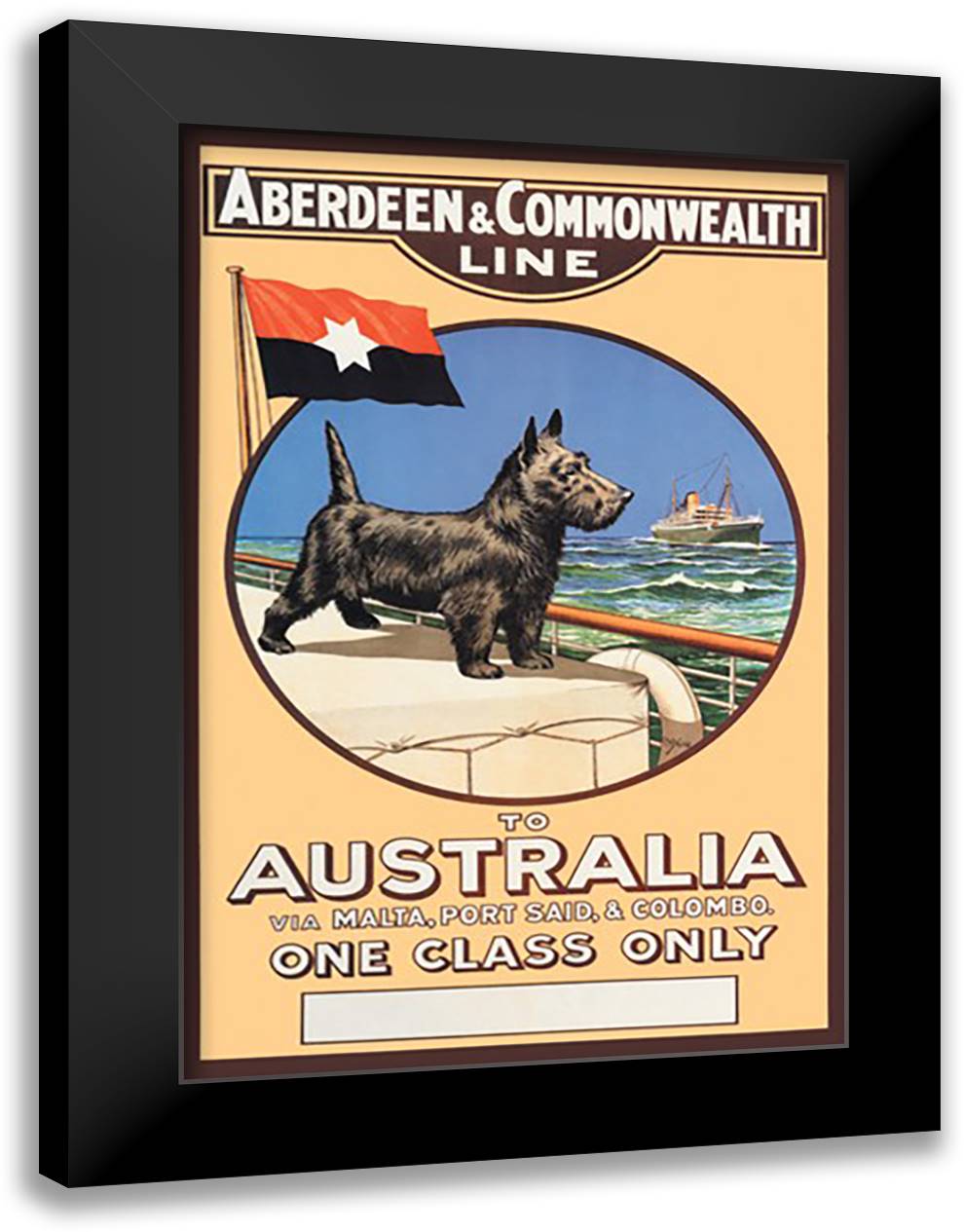 Aberdeen and Commonwealth Cruise Line to Australia 16x22 Black Modern Wood Framed Art Print Poster