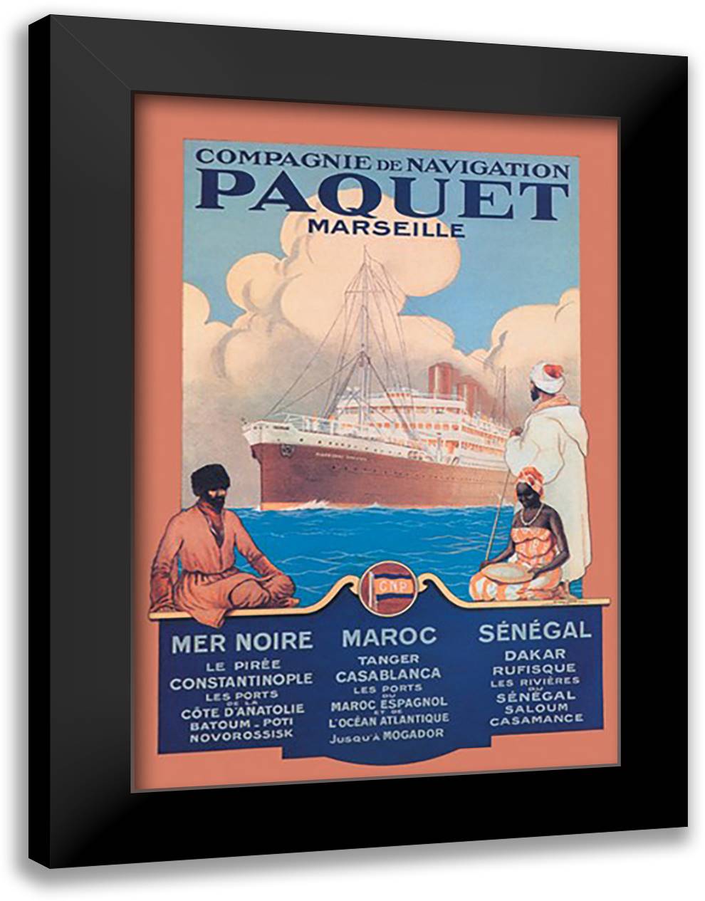 Marseille Cruise Package: Black Sea-Morocco-Senegal 16x22 Black Modern Wood Framed Art Print Poster by Hook, Sandy