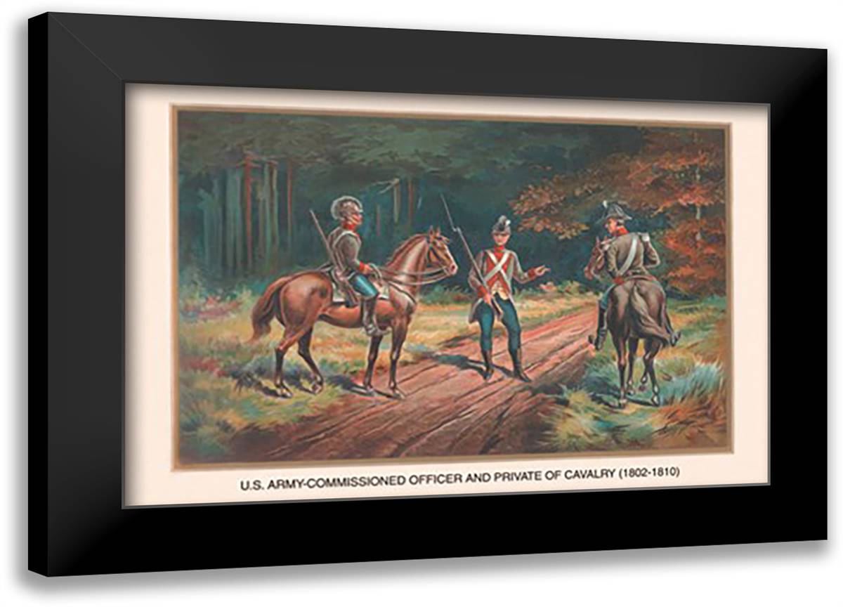 Comissioned Officer and Private of Cavalry, 1802-1810 22x16 Black Modern Wood Framed Art Print Poster by Wagner, Arthur