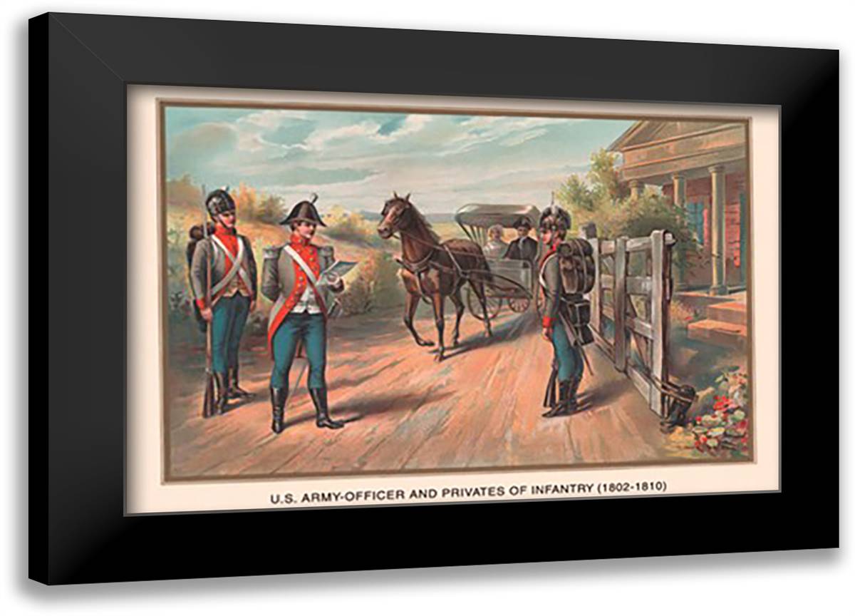 Officer and Privates of Infantry 1802-1810 22x16 Black Modern Wood Framed Art Print Poster by Wagner, Arthur