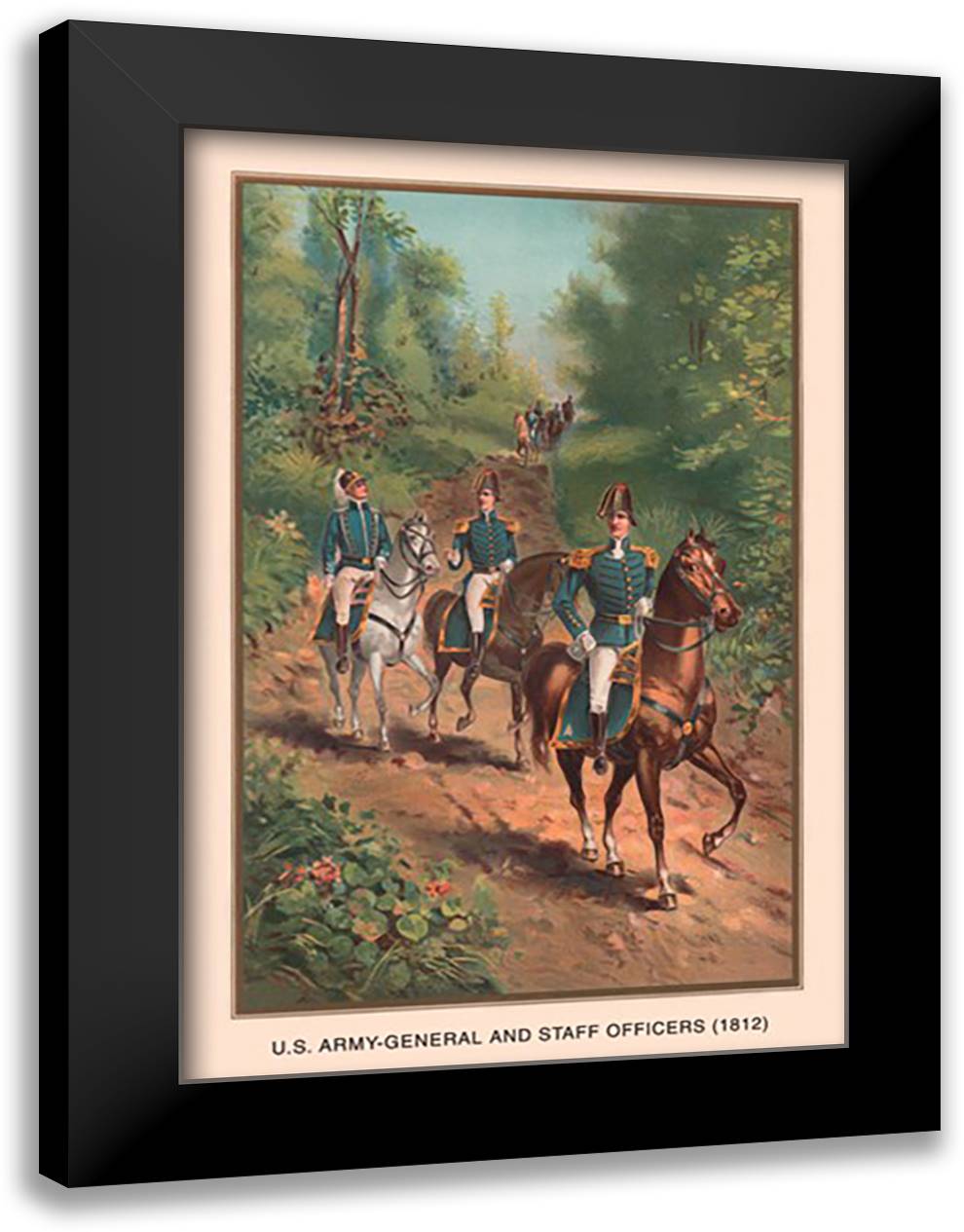 U.S. Army General and Staff Officers, 1812 16x22 Black Modern Wood Framed Art Print Poster by Wagner, Arthur