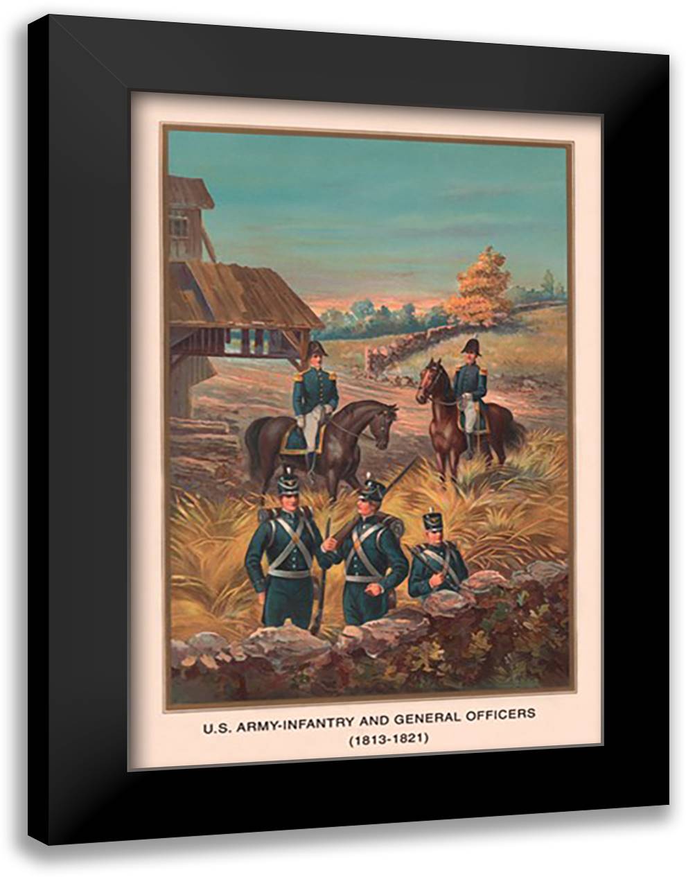 U.S. Army and General Officers 1813-1821 16x22 Black Modern Wood Framed Art Print Poster by Wagner, Arthur