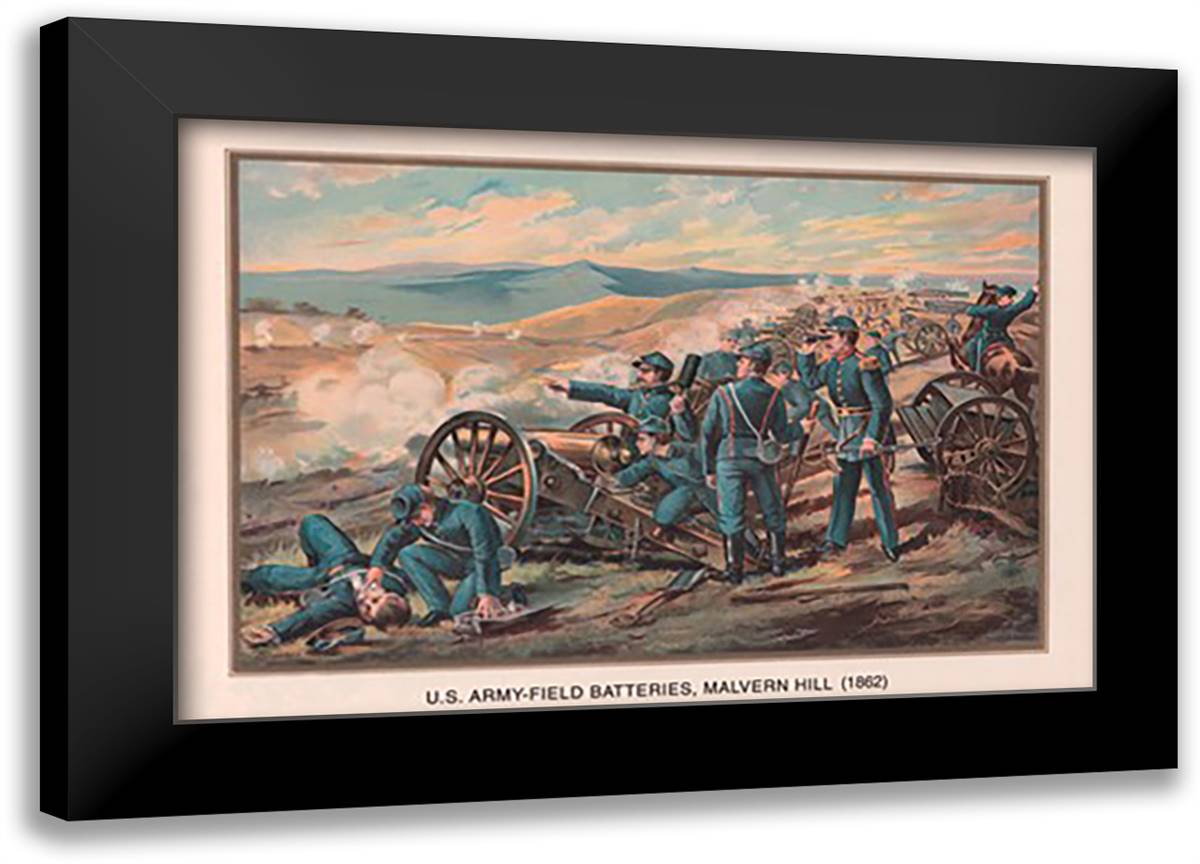 U.S. Army - Field Batteries, Malvern Hill, 1862 22x16 Black Modern Wood Framed Art Print Poster by Wagner, Arthur