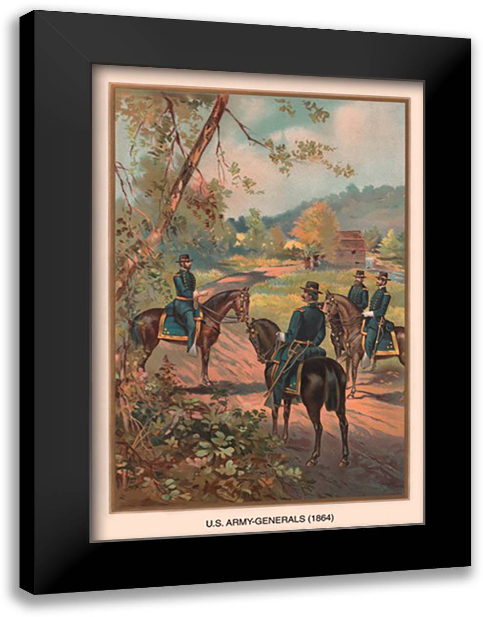 U.S. Army Generals, 1864 16x22 Black Modern Wood Framed Art Print Poster by Wagner, Arthur