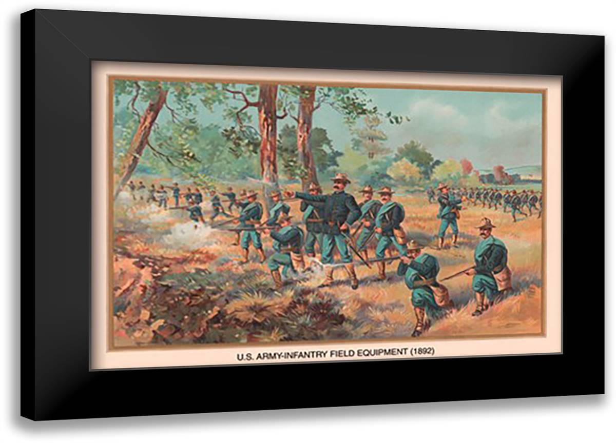 Infantry Field Equipment, 1892 22x16 Black Modern Wood Framed Art Print Poster by Wagner, Arthur