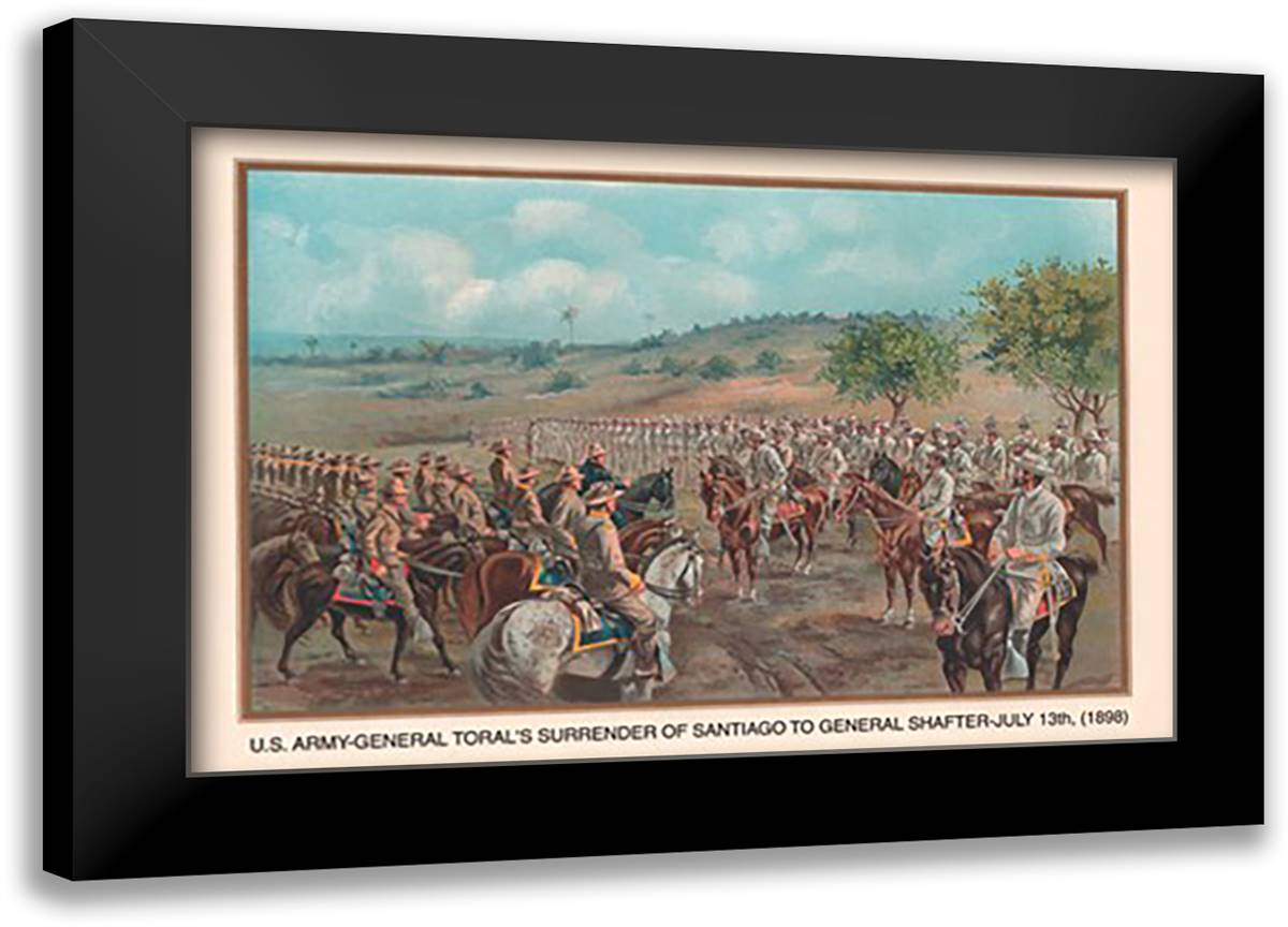 General Toral's Surrender of Santiago to General Shafter, July 13, 1898 22x16 Black Modern Wood Framed Art Print Poster by Wagner, Arthur