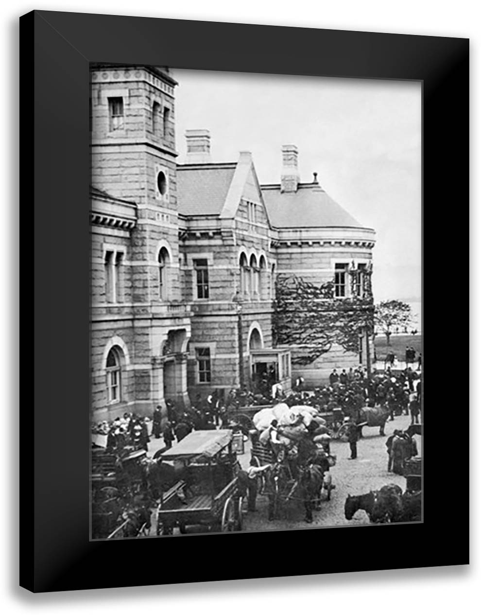 Arriving at Barge Office 16x22 Black Modern Wood Framed Art Print Poster