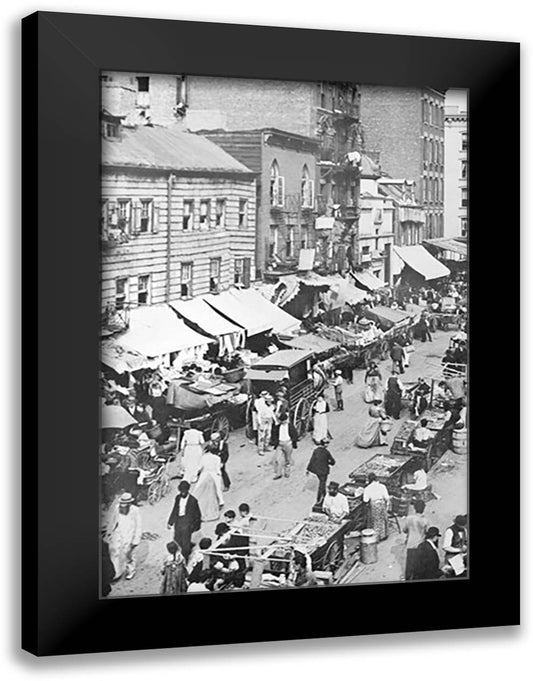 Street Market on Hester Street 16x22 Black Modern Wood Framed Art Print Poster