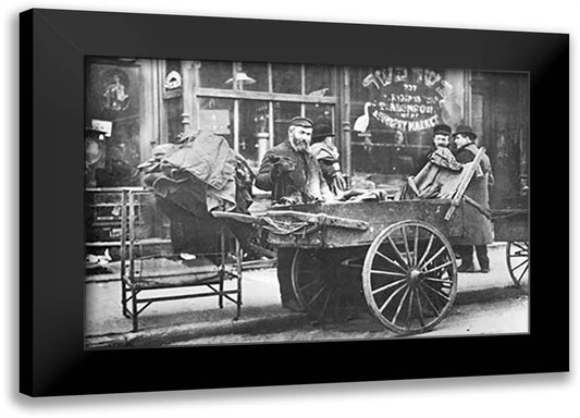 Pushcart Peddler 22x16 Black Modern Wood Framed Art Print Poster