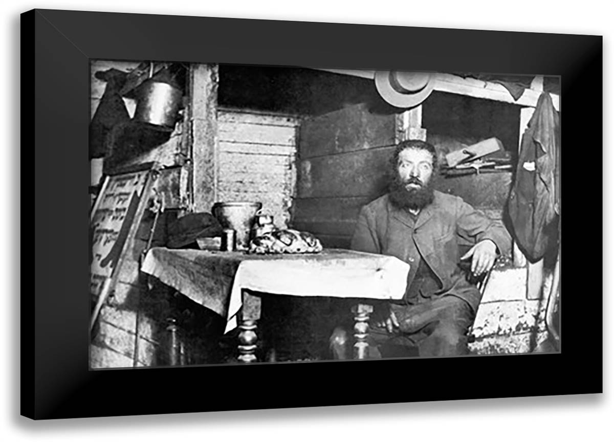 Man Sits at Table 22x16 Black Modern Wood Framed Art Print Poster