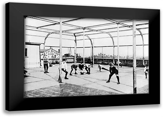 Rooftop Playground 22x16 Black Modern Wood Framed Art Print Poster