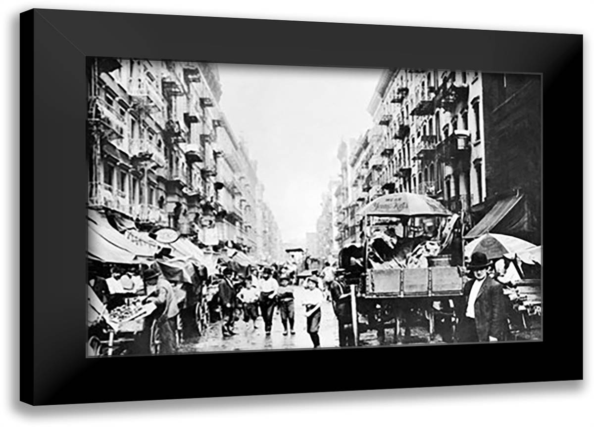 Street Market 22x16 Black Modern Wood Framed Art Print Poster