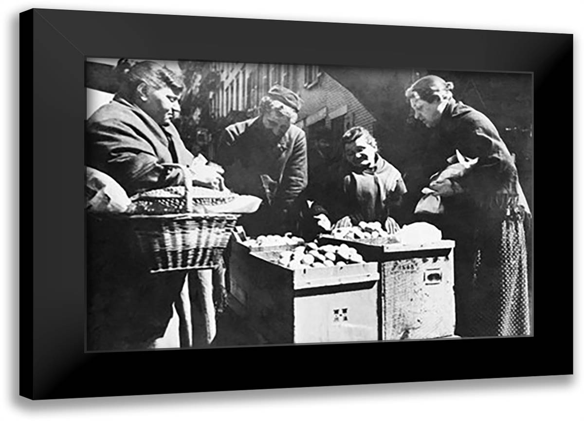 Selling Eggs on Hester Street 22x16 Black Modern Wood Framed Art Print Poster