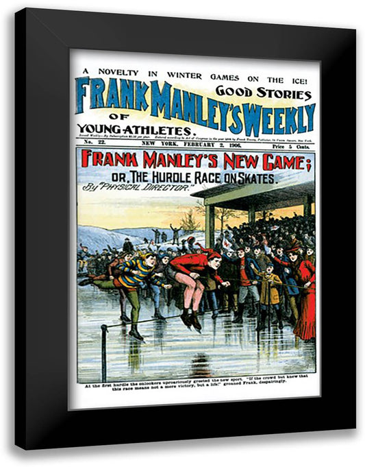 Frank Manley's New Game: or, The Hurdle Race on Skates 16x22 Black Modern Wood Framed Art Print Poster