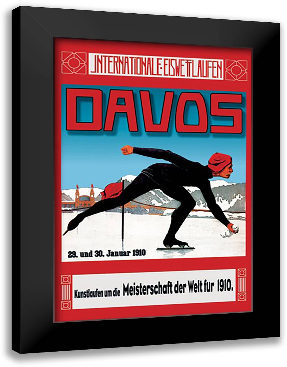Davos Skater 16x22 Black Modern Wood Framed Art Print Poster by Koch, Walther