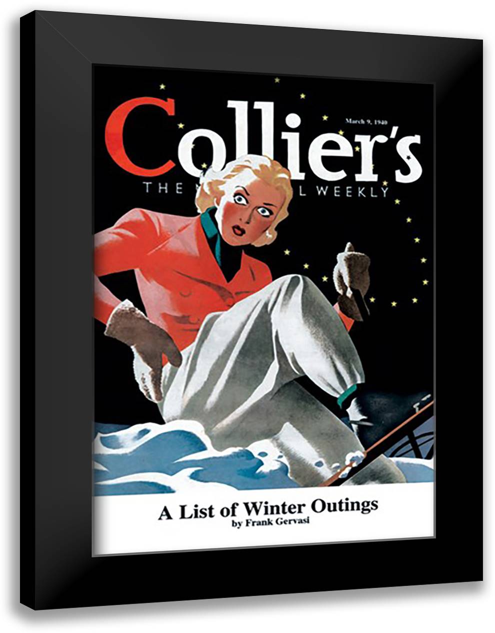 Collier's: A List of Winter Outings 16x22 Black Modern Wood Framed Art Print Poster by Colliers