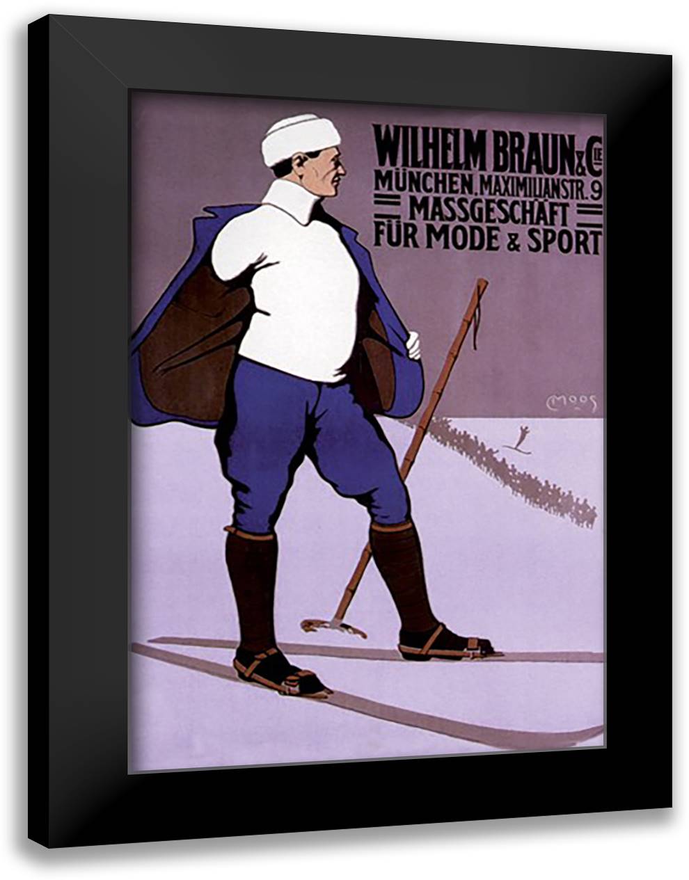 Reflective Skier in Turtleneck 16x22 Black Modern Wood Framed Art Print Poster