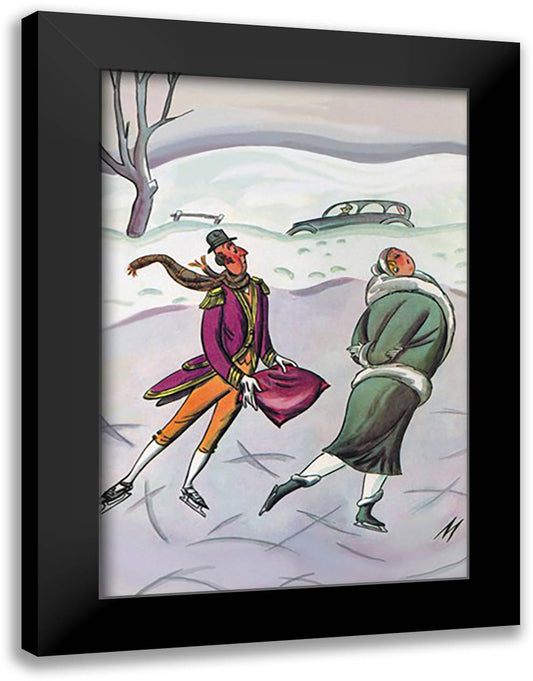 Skating at Leisure 16x22 Black Modern Wood Framed Art Print Poster