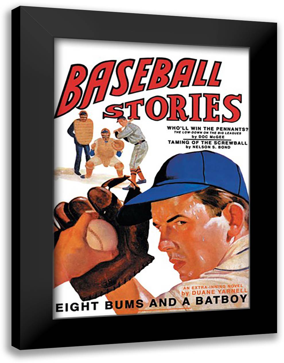 Baseball Stories: Eight Bums and a Batboy #1 16x22 Black Modern Wood Framed Art Print Poster