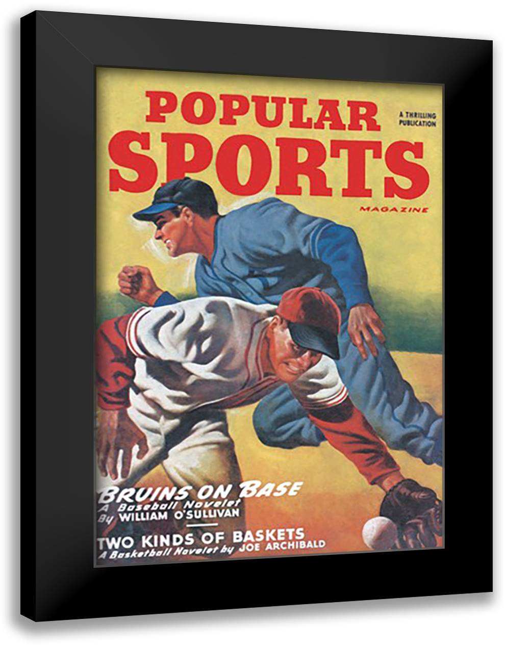 Popular Sports: Bruins on Base 16x22 Black Modern Wood Framed Art Print Poster