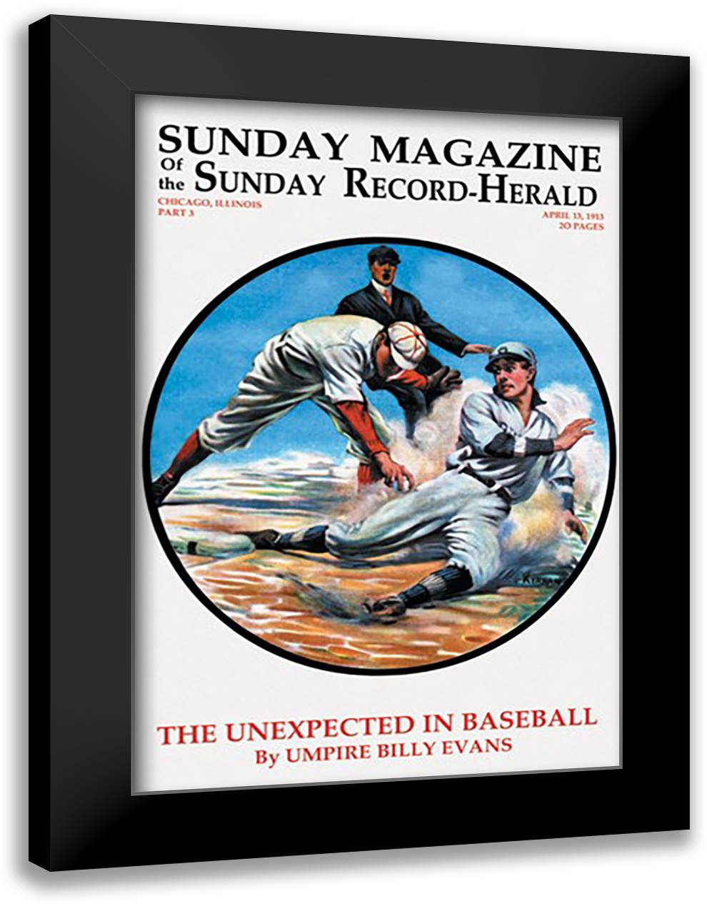 Unexpected in Baseball 16x22 Black Modern Wood Framed Art Print Poster