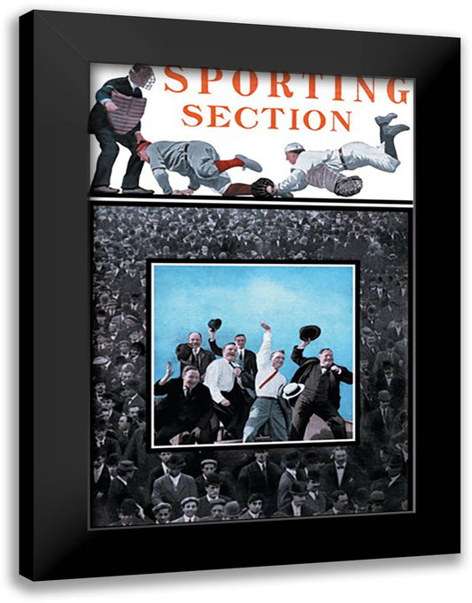 Sporting Section: Hooray! 16x22 Black Modern Wood Framed Art Print Poster