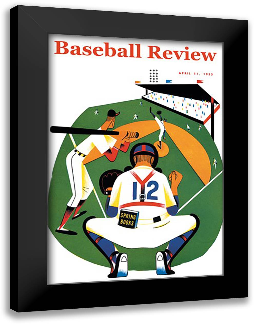 Baseball Review 16x22 Black Modern Wood Framed Art Print Poster