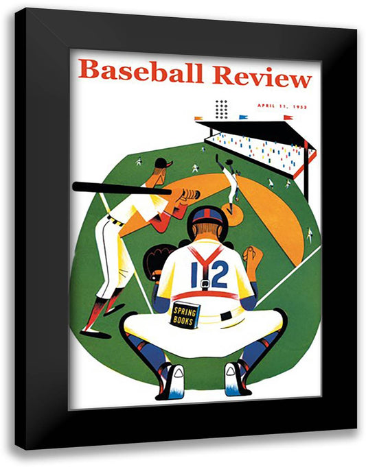 Baseball Review 16x22 Black Modern Wood Framed Art Print Poster