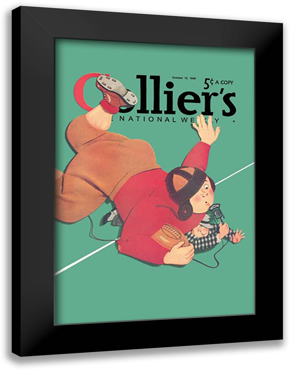 Collier's - When the Press Get Tackled 16x22 Black Modern Wood Framed Art Print Poster by Colliers