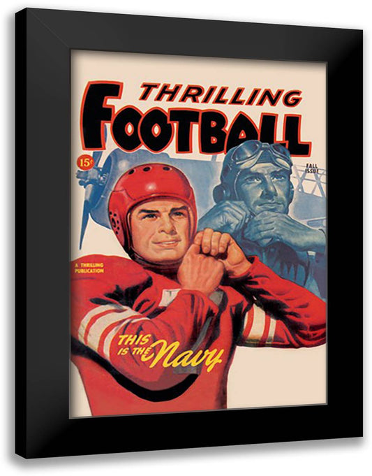 Thrilling Football 16x22 Black Modern Wood Framed Art Print Poster