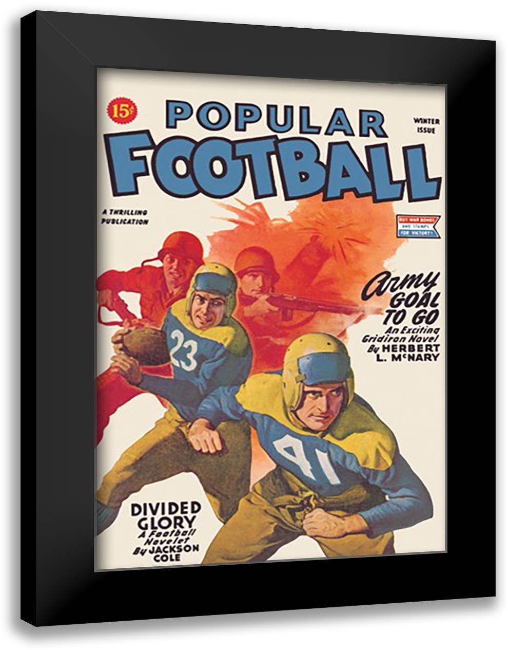 Popular Football 16x22 Black Modern Wood Framed Art Print Poster