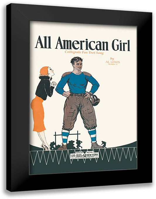 All American Girl 16x22 Black Modern Wood Framed Art Print Poster