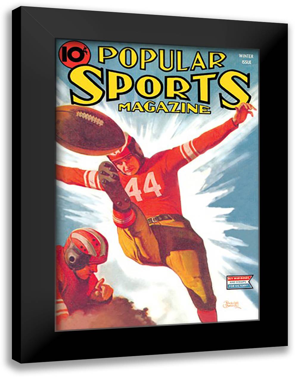 Popular Sports Magazine 16x22 Black Modern Wood Framed Art Print Poster