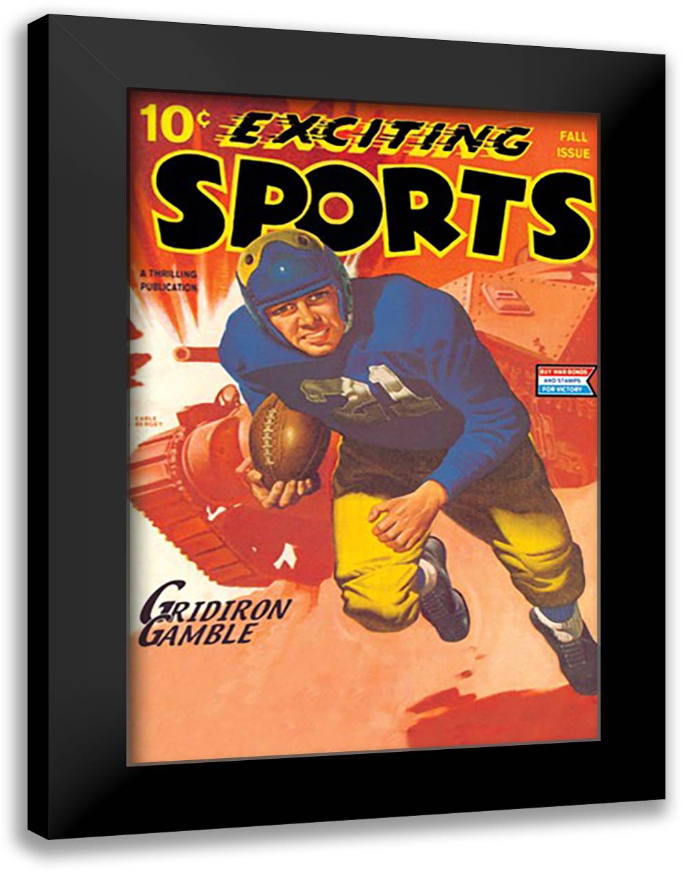 Gridiron Gamble 16x22 Black Modern Wood Framed Art Print Poster