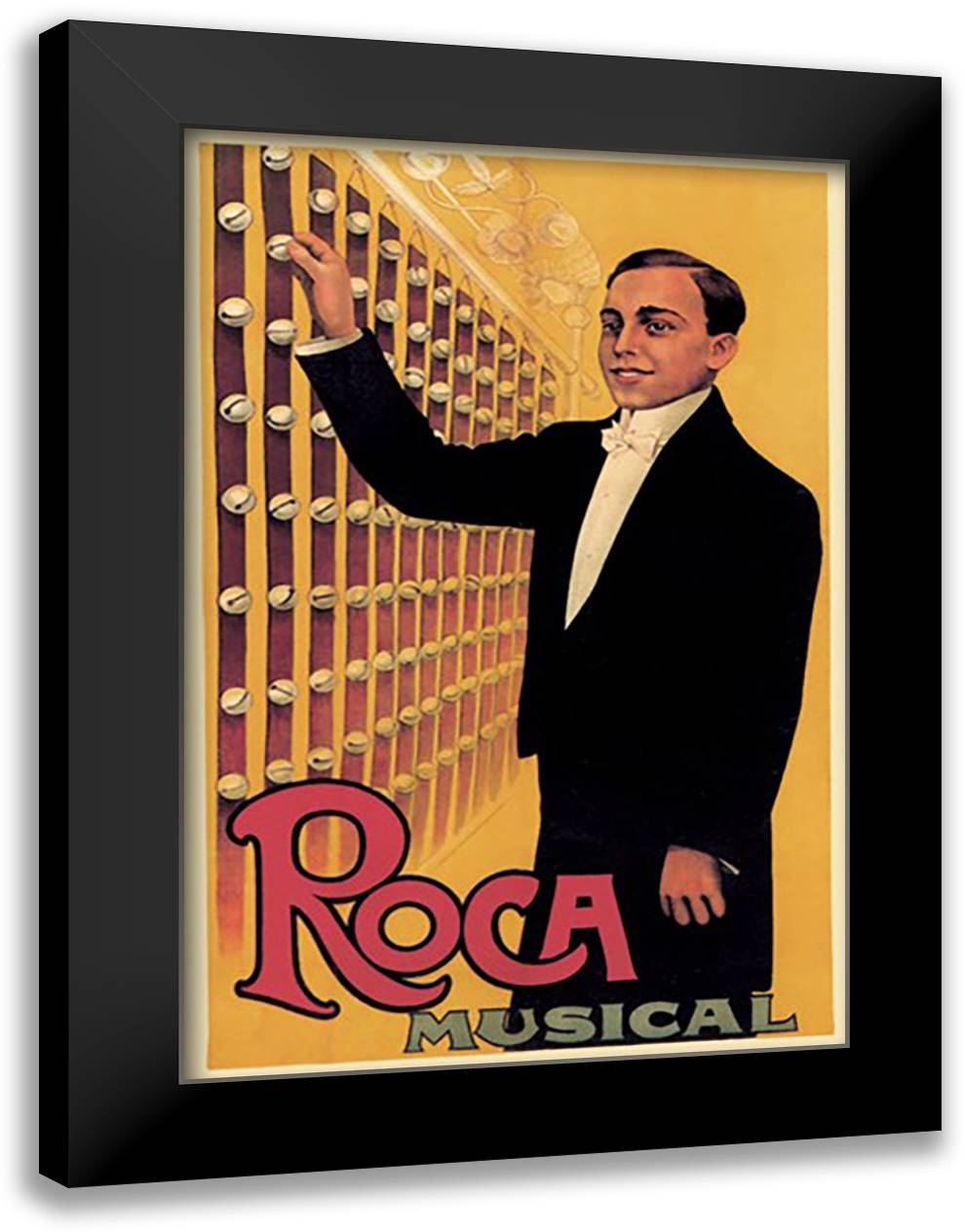 Roca Musical 16x22 Black Modern Wood Framed Art Print Poster